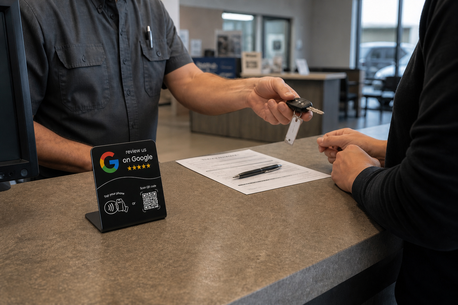 Editorial concept showing Review Point near a natural service handoff